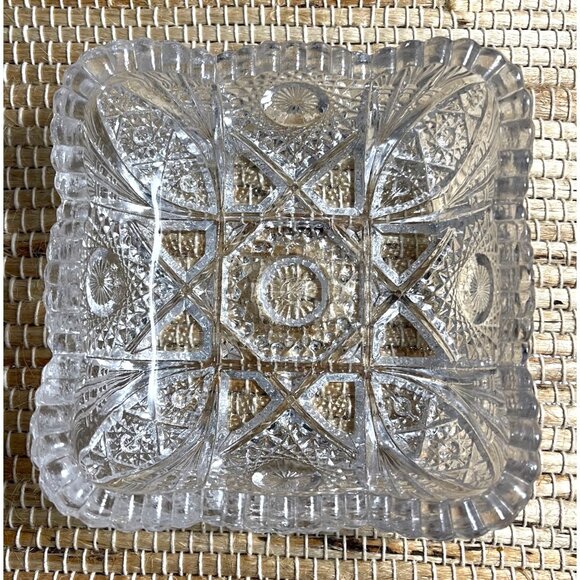 Antique Square Bon Bon Berry Dish Imperial Glass #576 Nucut EAPG Clear Glass Dec - Picture 1 of 3